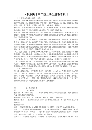 2025年人教版美术三年级上册全册教学设计