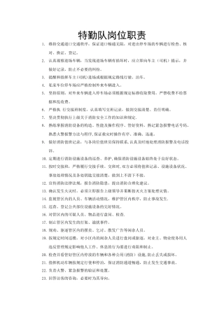 特勤队岗位职责