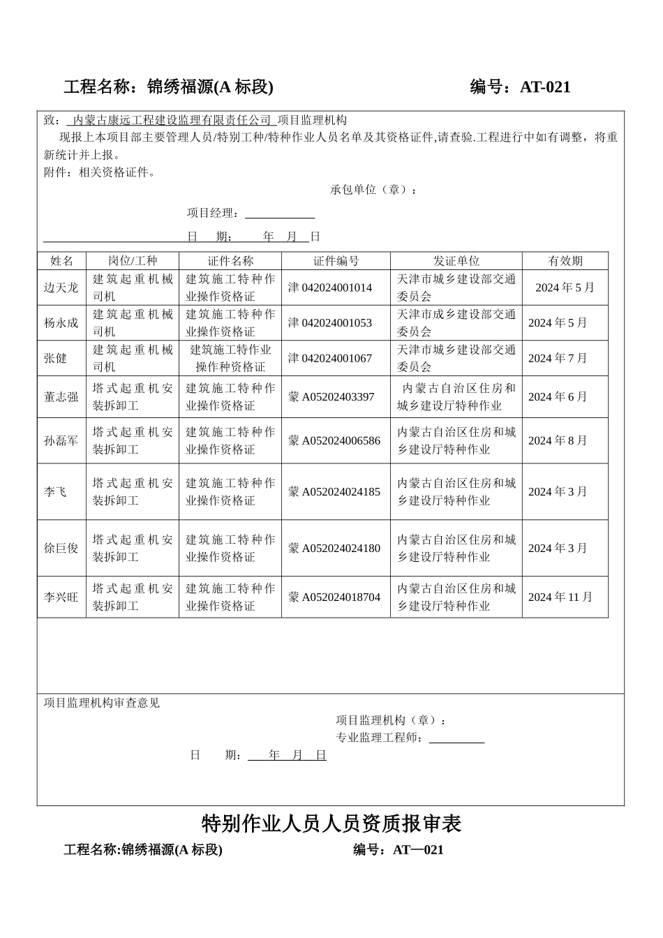 特殊作业人员人员资质报审表_第3页