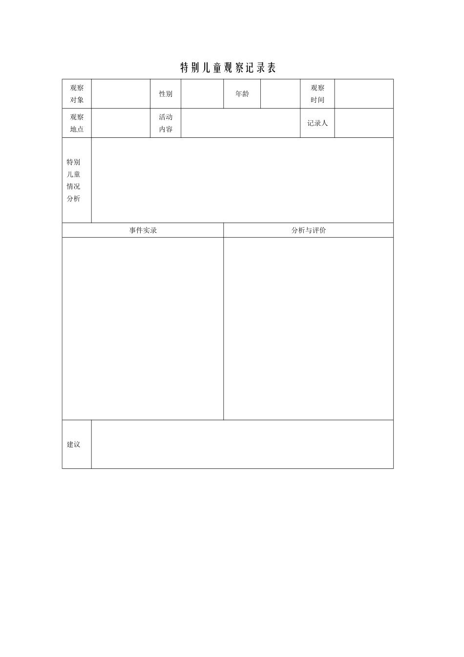 特殊儿童观察记录表_第1页