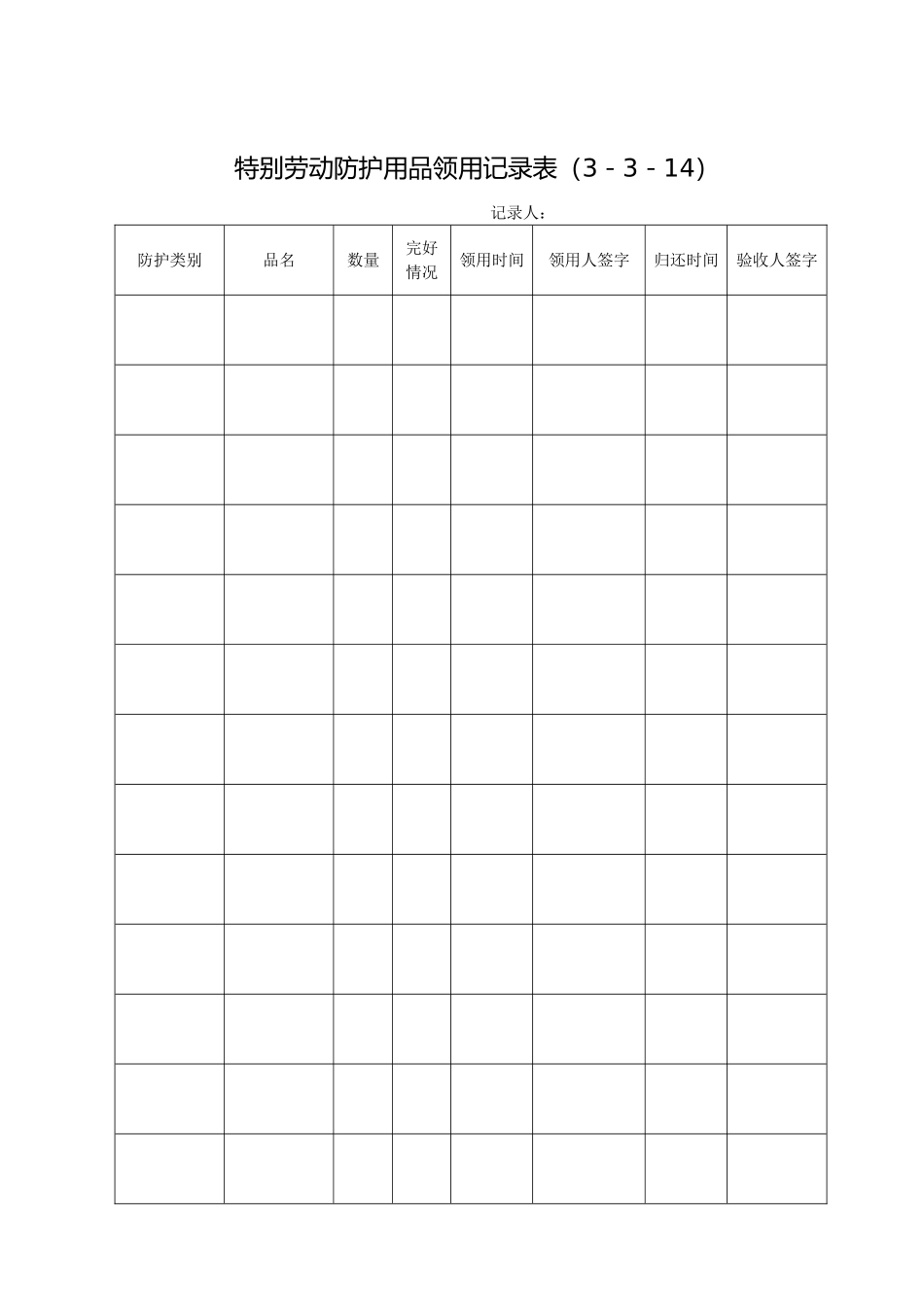 特殊劳动防护用品领用记录表资料_第2页