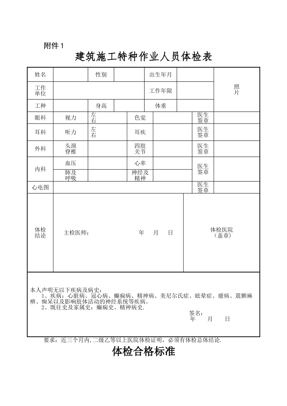 特种工体检表及标准_第1页