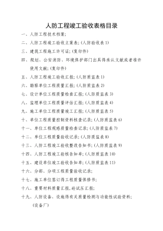 2025年全套人防工程竣工验收