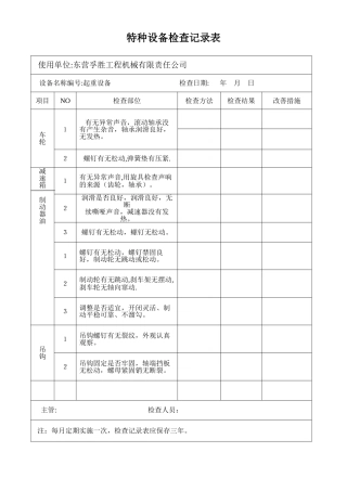 特种设备巡回检查记录表