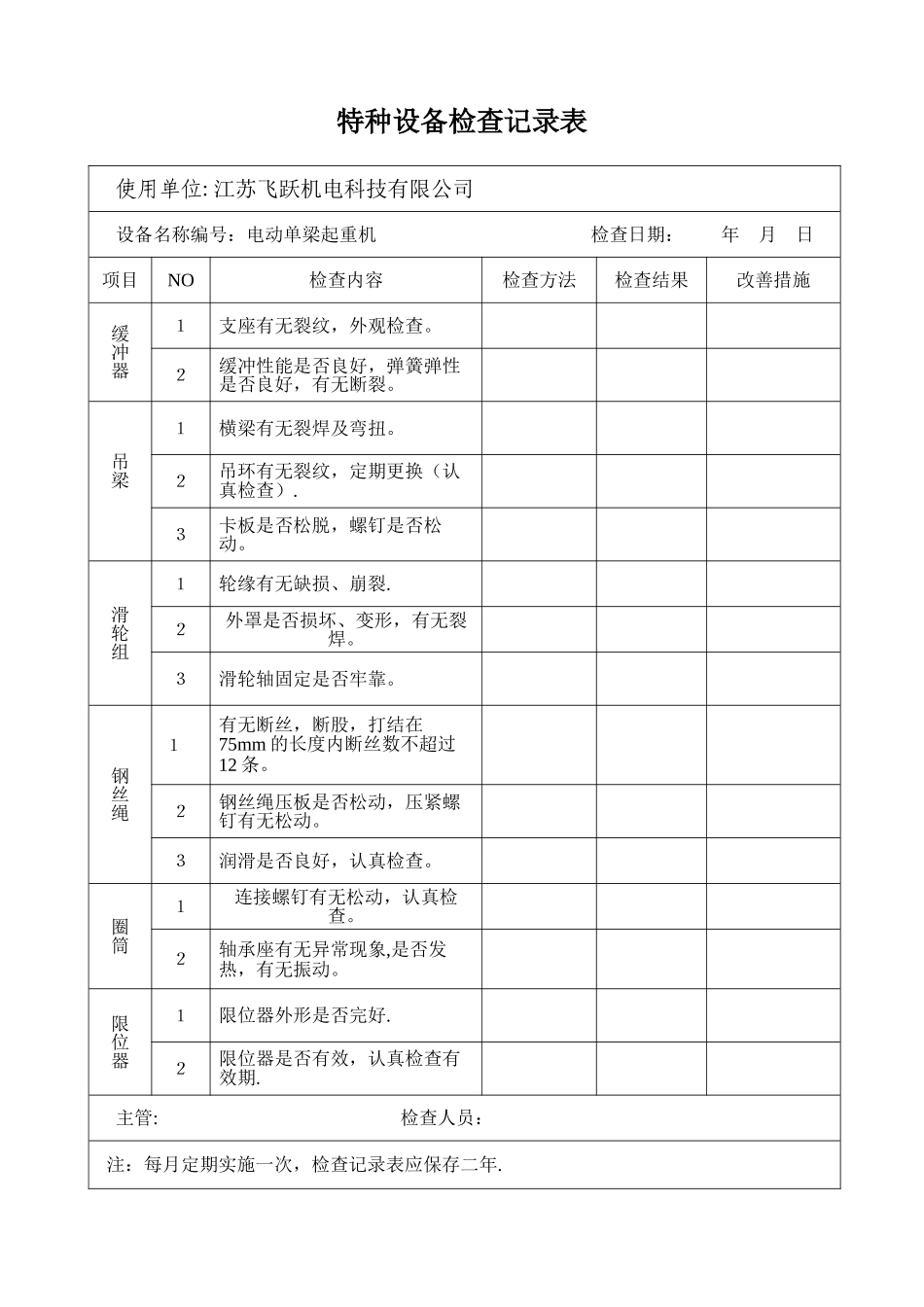 特种设备维护保养检查记录表_第2页