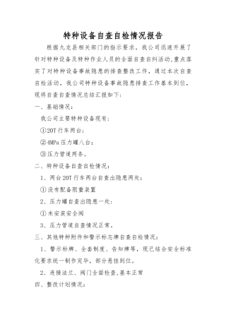 特种设备自检自查报告