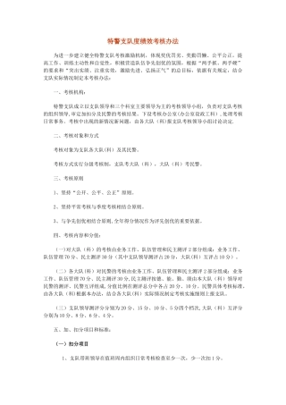 特警支队度绩效考核办法