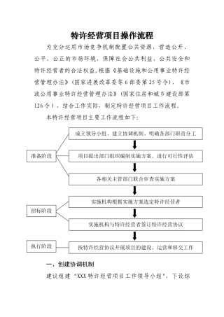 特许经营项目操作流程