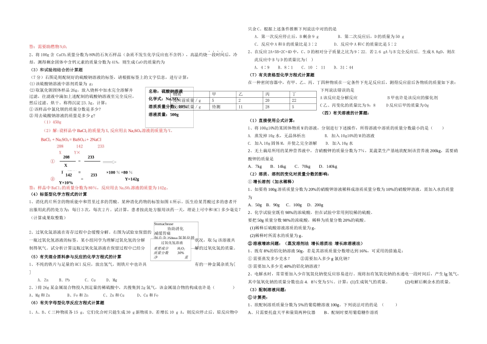 2025年初中化学计算题归纳_第2页