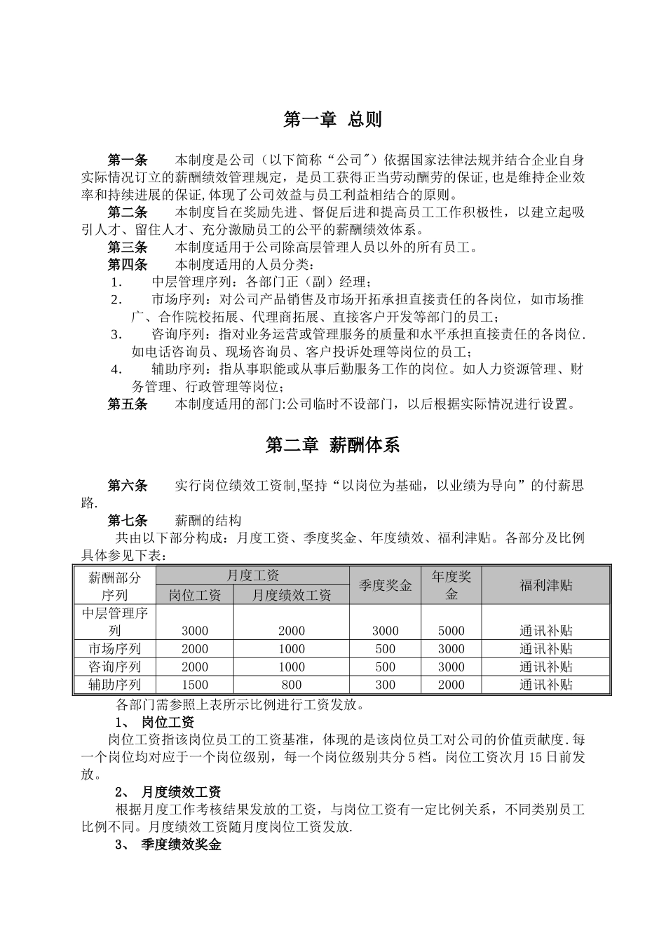 王博士培训中心薪酬绩效管理制度_第3页