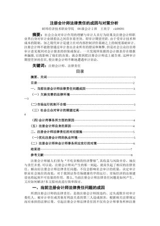 王欣宇注册会计师法律责任的成因与对策分析