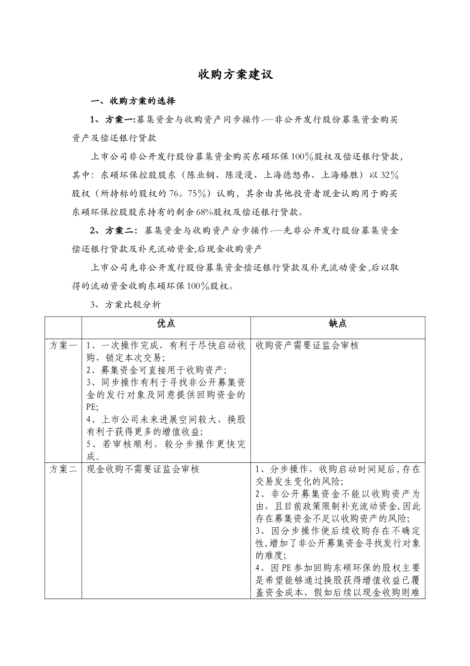 环保企业收购方案_第1页