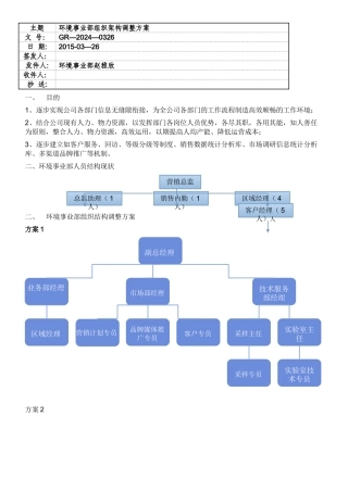 环境事业部组织结构调整方案