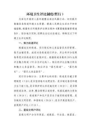 环境卫生评比暂行制度