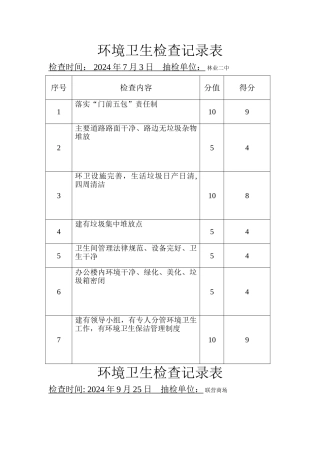 环境卫生检查记录表