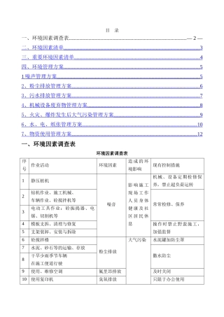 环境因素及重要环境因素管理方案