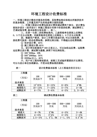 环境工程设计收费暂行标准