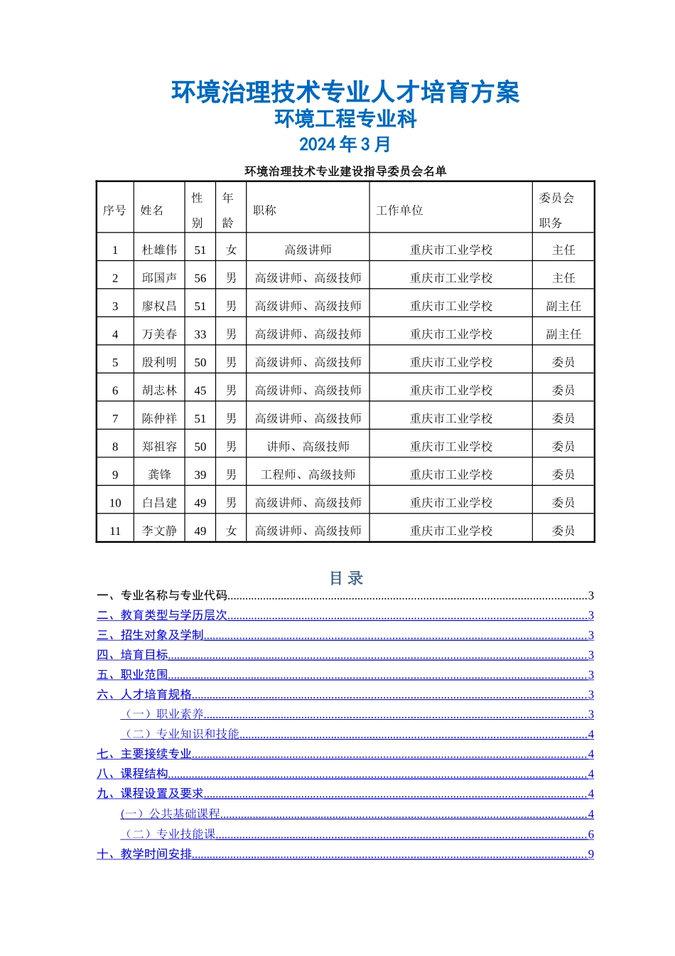 环境治理技术专业人才培养方案2_第1页