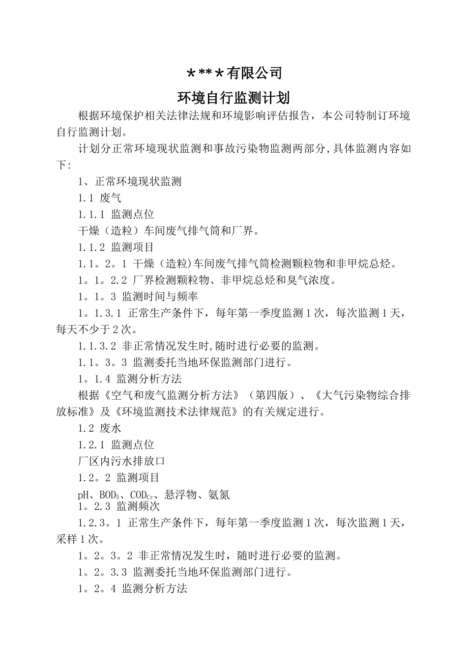 环境自行监测计划_第1页