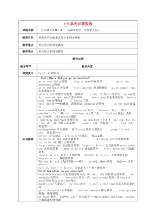 2025年八年级英语上册16单元必背短语人教新目标版