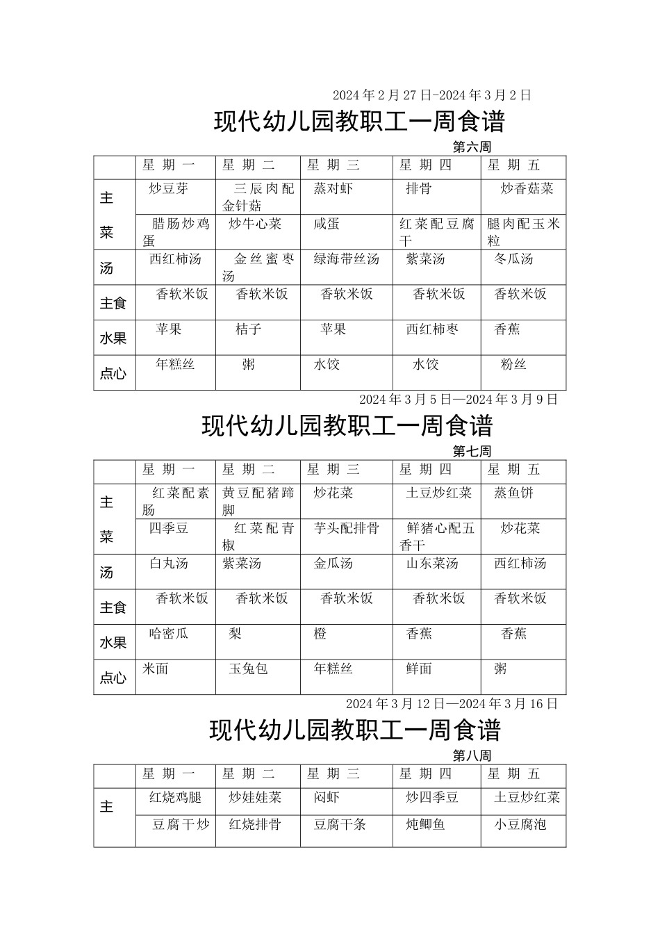 现代幼儿园教职工一周食谱_第3页