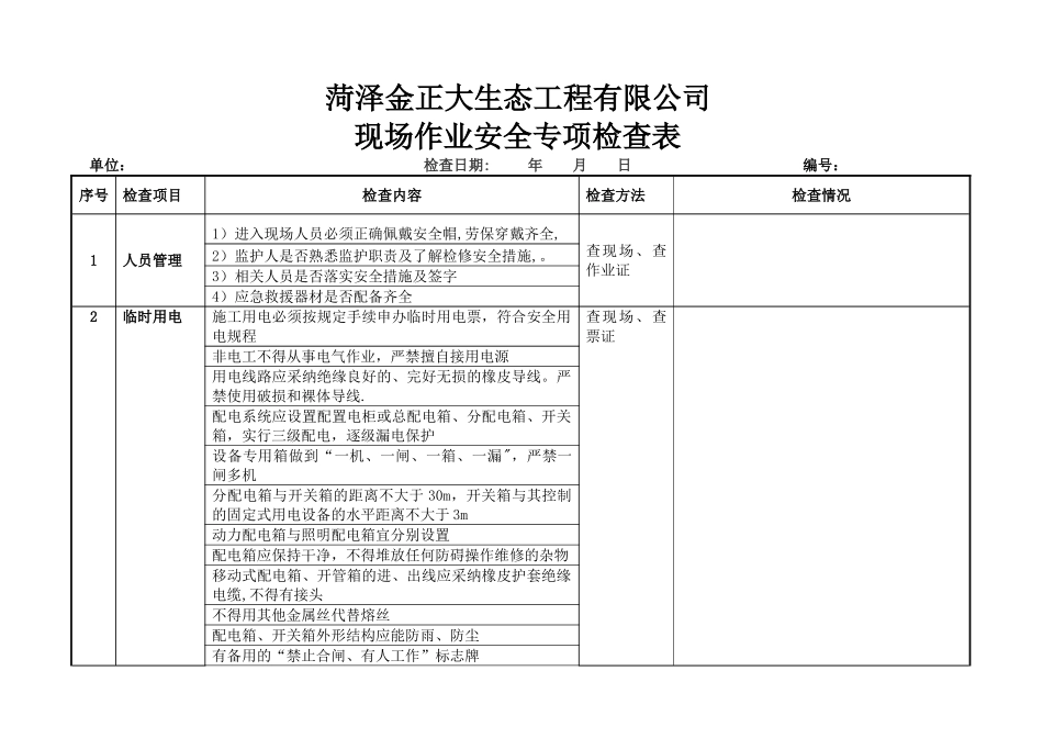 现场作业安全检查表_第1页