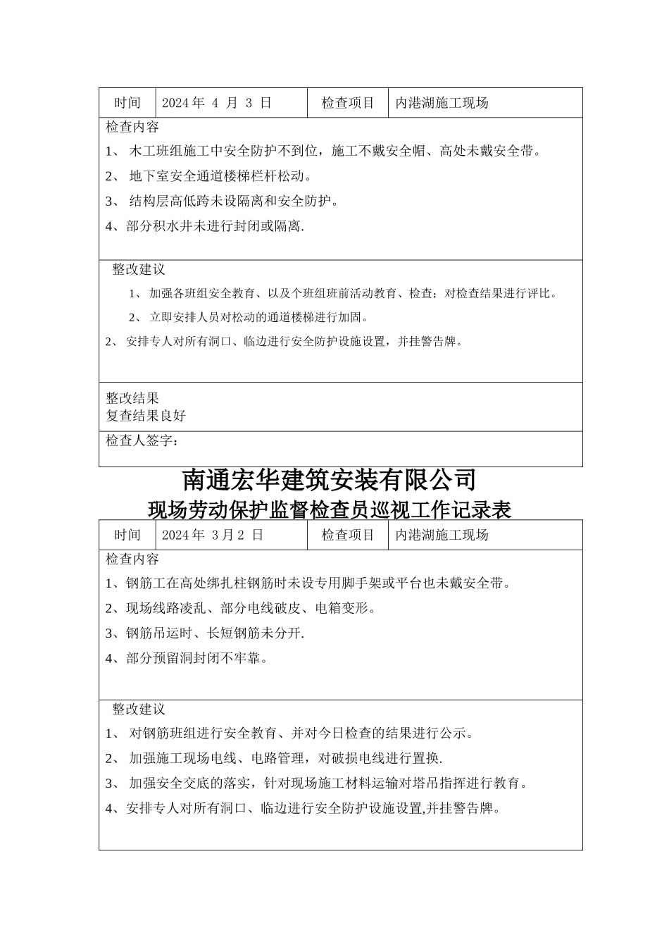 现场劳动保护监督检查员巡视工作记录表_第3页