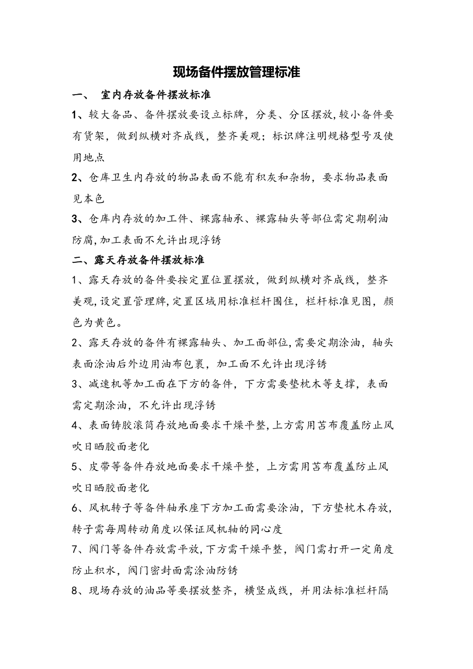 现场备件摆放管理标准_第1页