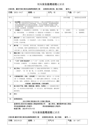 现场安全监理巡视记录表