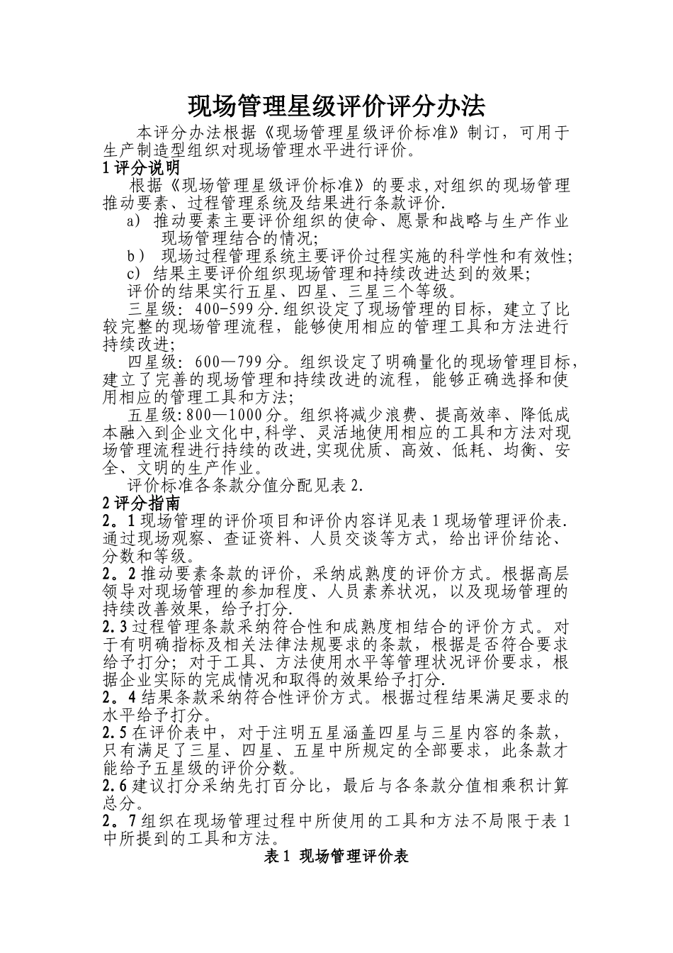 现场管理星级评价评分办法_第1页