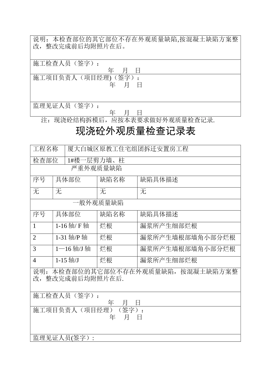 现浇砼外观质量检查记录_第3页