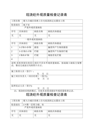 现浇砼外观质量检查记录