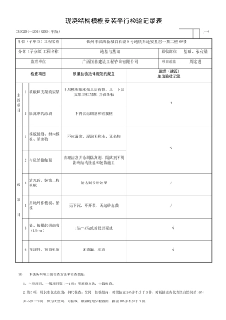 现浇结构模板安装检验批质量验收记录