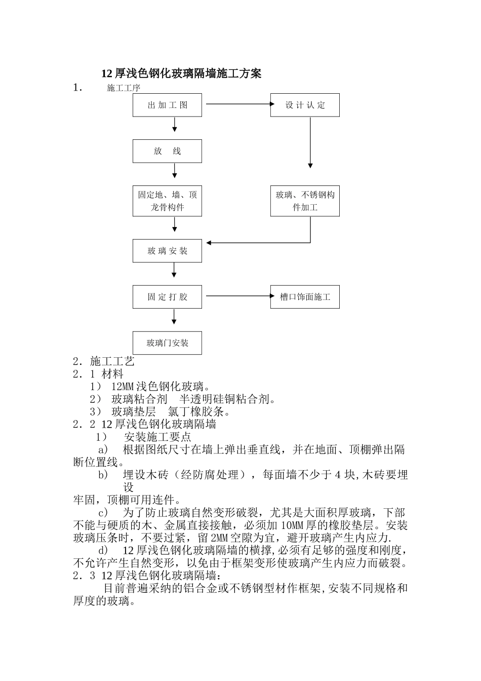 玻璃隔断施工方案：_第1页