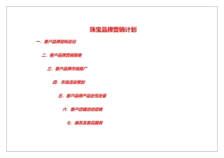 珠宝品牌营销计划书