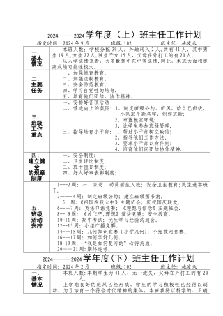 班主任工作计划(评职称)