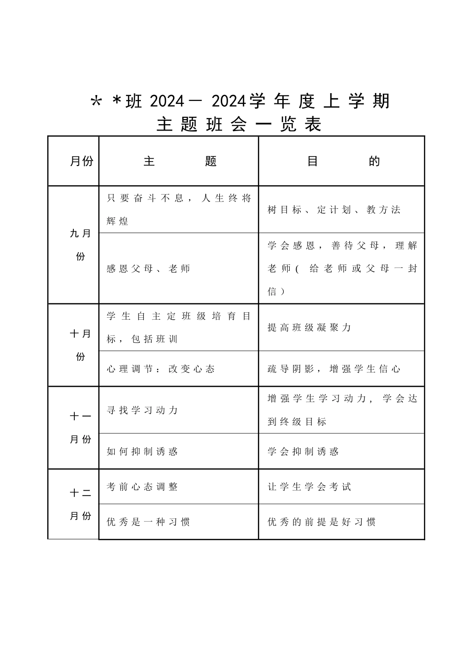 班主任工作计划10124_第3页