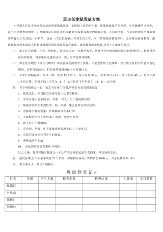 班主任津贴发放方案
