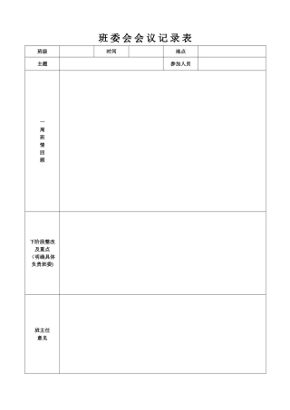 班委会会议记录表