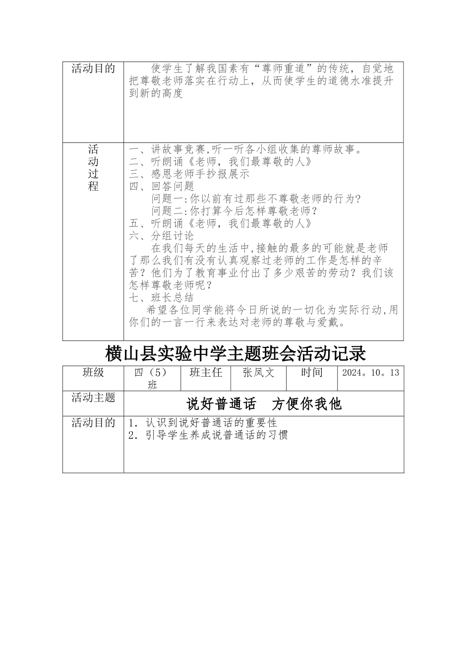 班级主题班会活动记录表_第3页