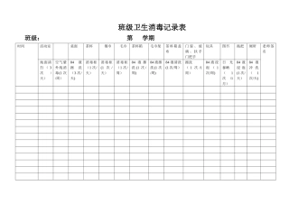 班级卫生消毒记录表