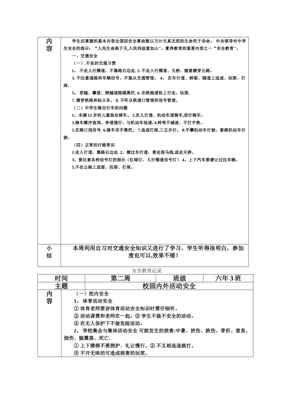 班级安全教育记录_第2页
