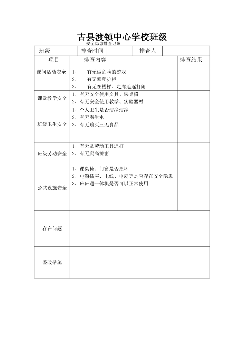 班级安全隐患排查记录_第1页