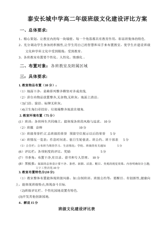 班级文化建设评比方案