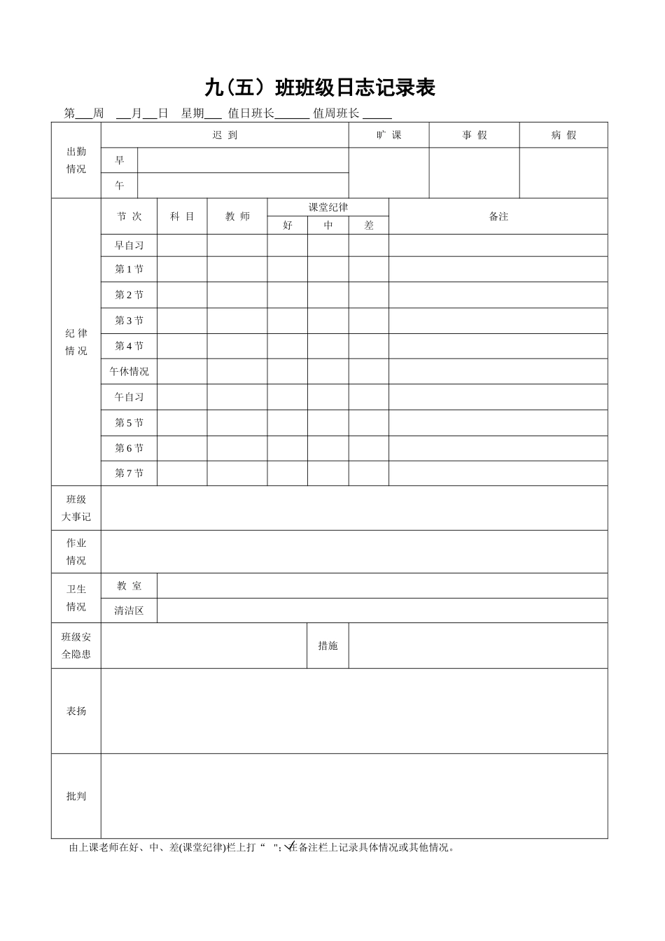 班级日志记录表_第1页