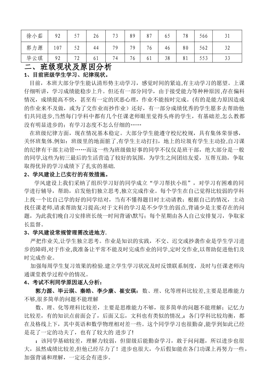 班级月考质量分析材料_第2页