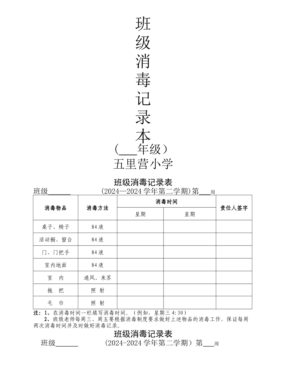 班级消毒记录表_第1页