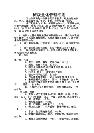 班级量化管理细则