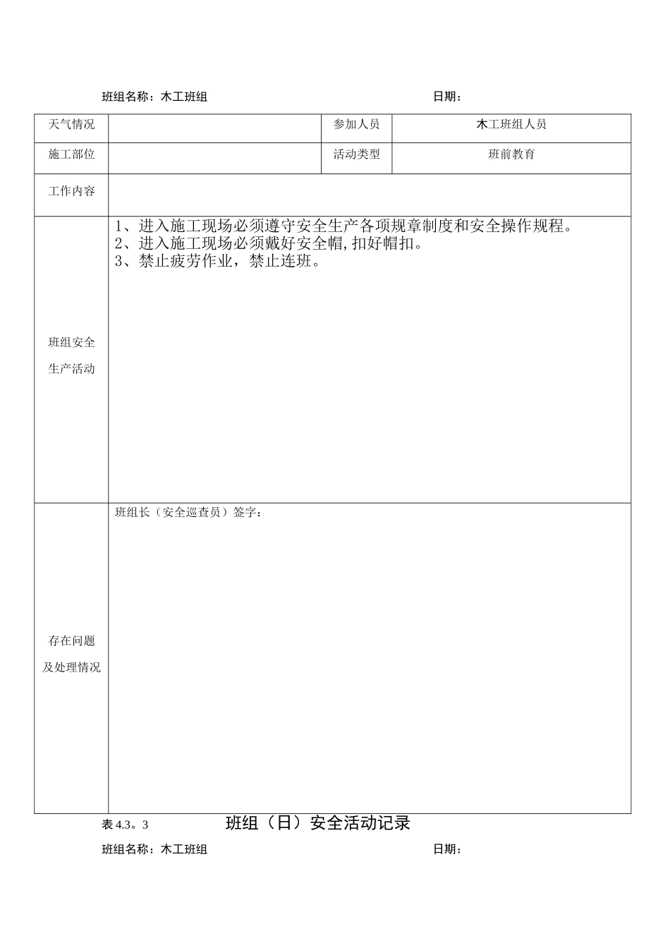 班组安全活动记录(木工)_第2页