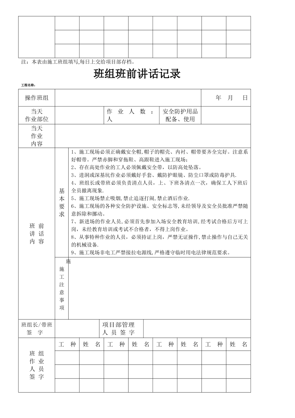 班组班前安全活动记录_第2页